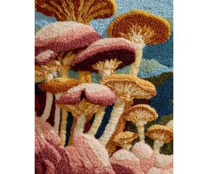 Latch Hook Rug Kit Champignon De Dessin Animé Kit De Crochet À Faire Soi-Même，Ensemble De Broderie，Fabrication De Tapis，Kits De Toile，Travaux D'Aiguille，Artisanat Pour La Décoration I 35x46in