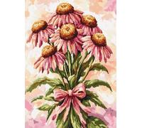 Latch Hook Rug Kit for Adults,Un bouquet de fleurs de marguerites colorées,DIY Latch Hook Rug Kit with Preprinted Pattern,Needlework Crafts Rug for Home Decor,52x38cm