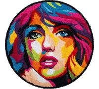 Latch Hook Rug Kits for Adults Beginners,Femme européenne abstraite et colorée,DIY with Printed Canvas Crochet Yarn Handmade Embroidery Crafts Crochet for Home Decoration,50x50cm