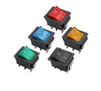 Latching Rocker Switch Power Switch I/O 4 Pins With Light 16A 250VAC 20A 125VAC KCD4 DPST Red Yellow Green Blue Black Boat NWPNLXEA(3p)