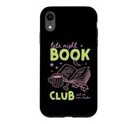 Late Night Book Club Bookish Reading Roman Library Cafe Art Coque pour iPhone XR