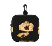 Late Night Flowers Pochette carrée à fermeture éclair avec imprimé intégral - Petit sac de rangement imperméable, léger et durable pour pièces de monnaie, cartes, clés pour voyage et usage quotidien