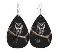 Late Night Owl Boucles d'oreilles en cuir style européen et américain pour jeunes femmes, cadeaux d'anniversaire / Saint-Valentin