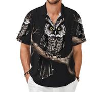 Late Night Owl Chemise à manches courtes - Haut d'été décontracté boutonné, Noir/blanc, Medium-8X-Large