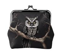 Late Night Owl Petit porte-monnaie rectangulaire pour femme avec verrou de baiser, format de poche, mini porte-monnaie pour femme