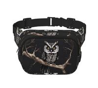 Late Night Owl Sac banane carré double couche - Sac banane unisexe partout pour la course, les voyages, la randonnée, le fitness, noir, taille unique, Noir/blanc, One Size