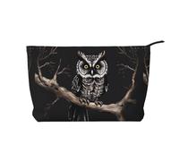 Late Night Owl Trousse de maquillage multifonction en velours côtelé avec fermeture éclair 22 x 7 x 17 cm pour voyage, camping, vacances, fitness, Noir , Taille unique