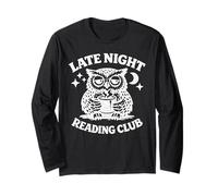 Late Night Reading Club T-Shirt Sleepy Wise Owl avec café Manche Longue