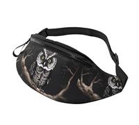 Late Night Sac banane imprimé hibou pour homme et femme, sac banane avec sangle réglable pour voyage, sport, noir, taille unique, Noir , Taille unique