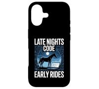 Late Nights Code Early Rides Programmateur Cheval Coque pour iPhone 17