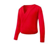 LATEAU Ballet Danse Pull Portefeuille for Filles, Haut de Danse épais et Chaud, Ballerine à Manches Longues, Tricot for Enfants, déguisement d'entraînement en Classe(Red,130-140cm)