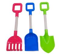 Latebebebe 3pcs Plage Pelle, ABS Plastic Kids Kids Scoop Scoop Râteau avec Handle en Bois, Outils de Sable Multifonction pour Construire, sculpter ou Creuser des Enfants