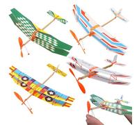 Latebebebe 4Pcs Foam Airplanes for Kids, Educational Rubber Band Airplanes 20x17 Windup Flying Glider Crafts Toys for Kids Party Favors Outdoor Play Foam Airplane