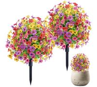 Latebebebe Fleurs artificielles pour l'extérieur, 2pcs 16 Fausses Fleurs résistantes aux UV Qui Ont l'air réelles avec Une Pointe de Jardin pour la Cour de Patio Porche