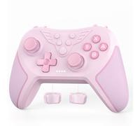 LATEC Manette pour Switch, Manette Sans Fil Compatible avec Switch Lite/Oled,TURBO/Programmation Macro/Vibraton Réglable/6 Axes Gyroscope/Capture d'écran-Rosa