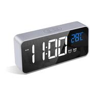 LATEC Réveil Numérique, Alarm Réveil LED avec Fonction Snooze, Charge des Ports USB (Argent)