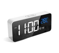 LATEC Réveil Numérique, Alarm Réveil LED avec Fonction Snooze, Charge des Ports USB (Blanc)