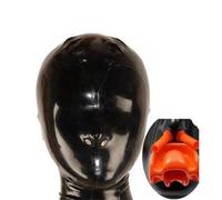 LATEJSRUBB Masque en caoutchouc,Latex Tête Couverture pour Hommes et Femmes,Visage complet Masques LATEX avec Bouche Plug,tube nasal, Zipper arrière