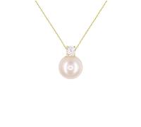 L'Atelier d'Azur - Collier Femme Or Jaune Véritable - Pendentif Perle Orné d'un Zirconium