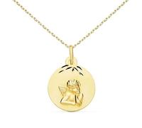 L'Atelier d'Azur Collier - Médaille Ange Or Jaune - Chaîne Dorée et Gravure Offerte