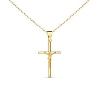 L'Atelier d'Azur Collier - Médaille Croix Or 18 Carats 750/000 - Christ sur la Croix - Chaine Dorée Offerte
