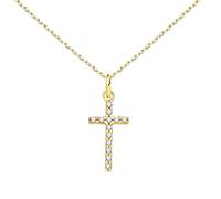 L'Atelier d'Azur Collier - Médaille Croix Or 18 Carats 750/000 Jaune et Zirconiums - Chaine Dorée