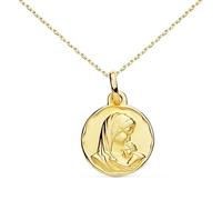 L'Atelier d'Azur Collier - Médaille Or 18 Carats 750/1000 Vierge à l'Enfant - Chaîne Dorée - Gravure Offerte