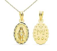 L'Atelier d'Azur Collier - Médaille Or 18 Carats 750/1000 Vierge Miraculeuse - Chaine Dorée