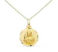 L'Atelier d'Azur Collier - Médaille Sacré Coeur de Jésus Or Jaune - Chaîne Dorée - Gravure Offerte