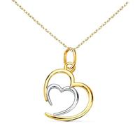 L'Atelier d'Azur Collier - Pendentif Or 18 Carats 750/000 Bicolore - Coeur Double - Chaine Dorée