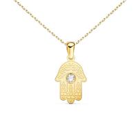 L'Atelier d'Azur Collier - Pendentif Or 18 Carats 750/000 Main de Fatma Jaune - Chaine Dorée