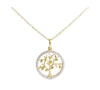 L'Atelier d'Azur Collier - Pendentif Or Jaune Arbre de Vie Serti de Zirconiums - Chaine Dorée Offerte