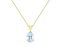 L'Atelier d'Azur Collier - Pendentif Or Jaune Topaze Bleue Goutte - Chaine Dorée Offerte - Femme