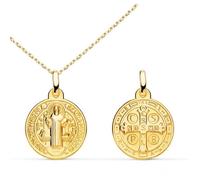 L'ATELIER D'AZUR - Médaille Scapulaire Saint Benoit - Or Jaune - Chaine Offerte