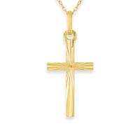 L'Atelier d'Azur Pendentif Croix Or Jaune 375/1000, Collier avec Chaîne Dorée Ajustable 42-45 cm, 1.95 x 1 cm, 0.25g