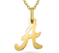 L'Atelier d'Azur Pendentif Initiale Lettre A en Or Jaune 375/000, avec Chaîne Ajustable 42-45 cm, 1.3 x 1.1 cm, 0.25 g