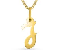 L'Atelier d'Azur Pendentif Initiale Lettre J en Or Jaune 375/000, avec Chaîne Ajustable 42-45 cm, 1,3 cm