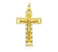 L'Atelier d'Azur Pendentif - Médaille Christ sur la Croix Or 18 Carats 750 Jaune - Chaines Offertes