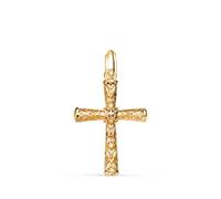 L'Atelier d'Azur Pendentif - Médaille Croix Or 18 Carats 750 Jaune - Filigrane - Chaine Offerte
