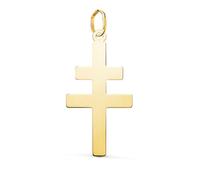 L'Atelier d'Azur Pendentif Médaille Or 18 Carats 750 Jaune - Croix de Lorraine - Grand Modèle - Chaines Offertes