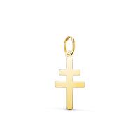 L'Atelier d'Azur Pendentif Médaille Or 18 Carats 750 Jaune - Croix de Lorraine - Petit Modèle - Chaine Offerte