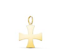 L'Atelier d'Azur Pendentif Médaille Or 18 Carats 750 Jaune - Croix des Templiers - Moyen Modèle - Chaine Offerte