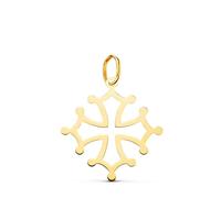 L'Atelier d'Azur Pendentif Médaille Or 18 Carats 750 Jaune - Croix Occitane - Chaines Offertes