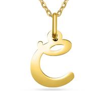 L'Atelier d'Azur Pendentif Or Jaune 375/000, Initiale Lettre C, Femme, avec Chaîne Maille Forçat Ajustable 42-45 cm, 0.25g