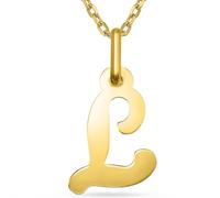 L'Atelier d'Azur Pendentif Or Jaune 375/000, Initiale Lettre L, avec Chaîne Offerte, 1.25 cm