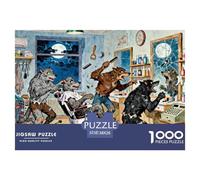 L'Atelier de Coiffure du Loup-Garou sous la Pleine Lune Puzzle en Bois Imperméable DIY Puzzles De 1000 Pièces pour Adultes Cadeaux Impossible Jeux De Stimulants