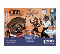 L'Atelier de Coiffure du Loup-Garou sous la Pleine Lune Puzzle en Bois Imperméable Puzzles De 1000 Pièces pour Adultes Défi Et Casse-tête De Décoration pour La Maison