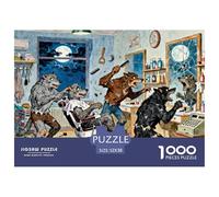 L'Atelier de Coiffure du Loup-Garou sous la Pleine Lune Puzzle en Bois Imperméable Puzzles De 1000 Pièces pour Adultes Cadeaux Impossible De Décoration pour La Maison