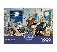 L'Atelier de Coiffure du Loup-Garou sous la Pleine Lune Puzzle en Bois Imperméable Puzzles De 1000 Pièces pour Adultes Défi Et Casse-tête De Décoration pour La Maison