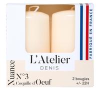 L'ATELIER DENIS-Bougie cylindrique ivoire L’Atelier de Denis - Le pack de 2